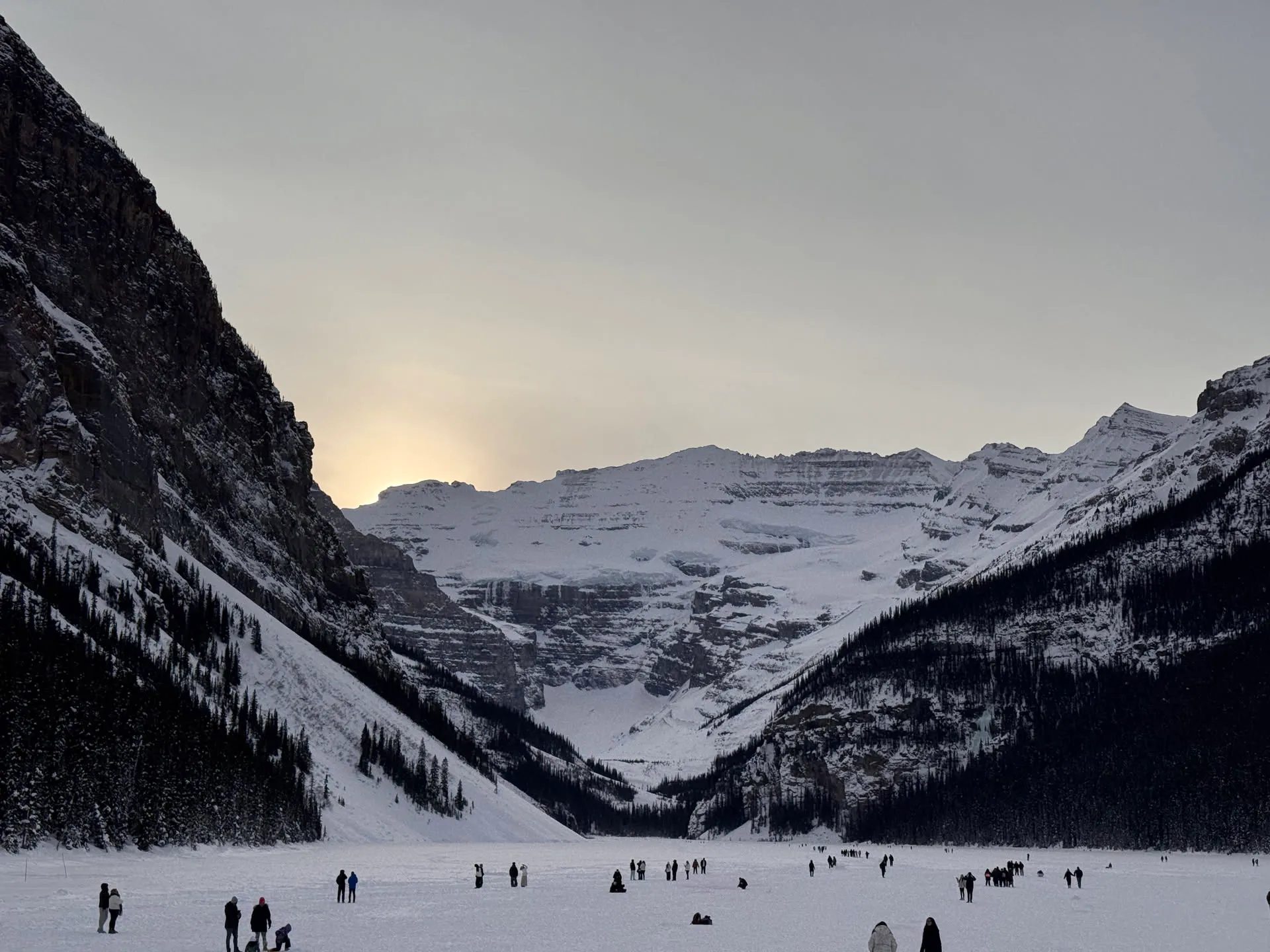 Lake Louise, covered in snow